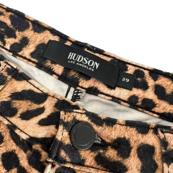 Hudson NWT Women's Nico Mid-Rise Cigarette Leopard Tan Black Straight Pants 29 - Picture 4 of 13